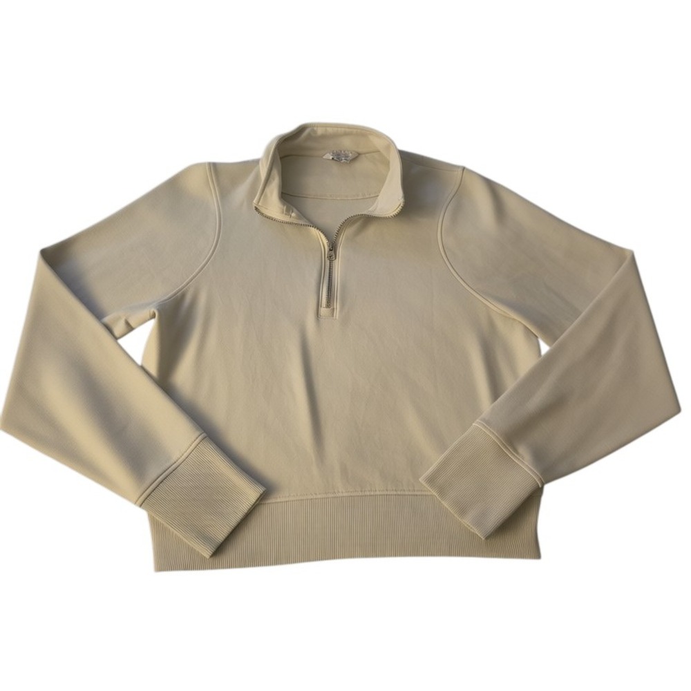 Danskin White Cropped 1/4 Zip Pullover Sweatshirt Active Sz Medium